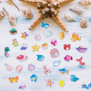 Sansh-100 Pièces Mini Figurines D'animaux Marins, Animaux Marins Figurines En Résine, Jouet D'animaux Marins Lumineux, Décoration Micro-Paysage De L'océan En Résine Pour Diy Aquarium Maison De Poupée - Neuf