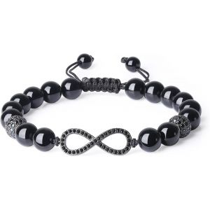 Bracelet Infini Pierres V&eacute;ritables Ajustable Homme - Neuf