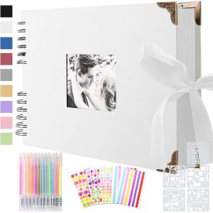 Album Photo &agrave; Personnaliser Soi-M&ecirc;me 80 Pages Scrapbooking Vintage Album Souvenir pour B&eacute;b&eacute; Famille Anniversaire Saint Valentin Mariage No&euml;l Cadeau,Blanc - Neuf