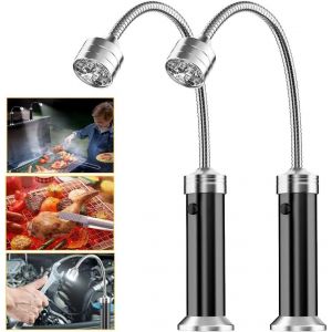 Lot de 2 lampes magn&eacute;tiques pour barbecue - Lampe LED r&eacute;glable &agrave; 360 &deg; - Accessoires pour barbecue - Fonctionne avec piles - Neuf