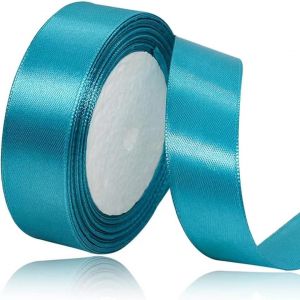 Ruban De Satin Bleu Turquoise 25 Mm De Large 23 M De Long - Ruban De Satin En Tissu Bleu Turquoise - Pour Travaux Manuels, Décoration De Mariage, Noël, Arcs Pour Cheveux, Bouquets, Anniversaire Et - Neuf