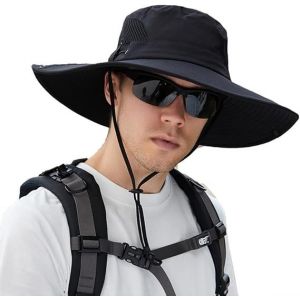 Chapeau De Soleil Anti-Uv Upf 50+, Casquette De Pêche À Large Bord, Respirante, Séchage Rapide, Pour Camping, Randonnée, Cyclisme, Noir - Neuf