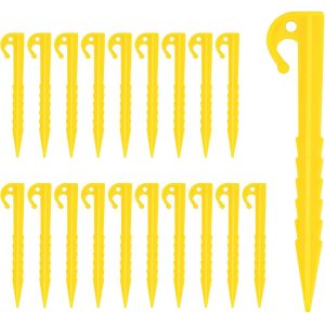 Eryi-20 Pièces Piquets De Tente En Plastique, 14.5cm Sardine Tente Camping Plastique Résistant, Piquets De Fixation Tente Sol Crochet, Piquets De Tente Spirale Pour Tentes Camping Auvent Jardin (Jaun - Neuf