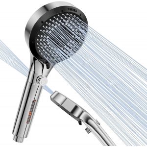 KAL-Pommeau De Douche Avec 6 Modes De Jet, Pommeau De Douche Anti Calcaire Avec Fonction De Filtrage, Pommeau De Douche Haute Pression, Pommeau De Douche Economie Deau (Sans Flexible) - Neuf