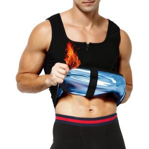 Gaine Ventre Plat Homme D&eacute;bardeur De Compression Avec Zip Corset Maillot De Corps Sport Body Shaper Sportwear - Neuf