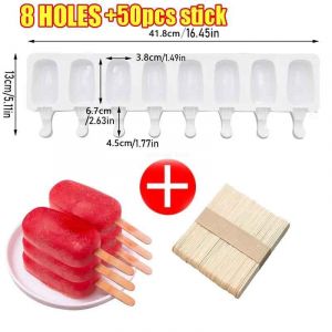 Moule À Crème Glacée En Silicone Pour Dessert Au Chocolat,Moules À Popsicle,Zone De Fabrication De Glaçons,Outils Faits Maison,Fournitures De Ixd'été - Type 8hole 50pcs-Sticks - Neuf