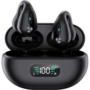 AYU-Mini écouteurs sans fil Bluetooth à clipser avec étui de chargement pour écouteurs à conduction osseuse pour TV, téléphone, ordinateur portable, musique (noir) - Neuf