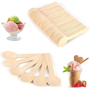Checarzhn--No1-Cuillere A Glace Jetable, Cuillère À Glace En Bois,Cuillères À Couverts En Bois, 100pcs Cuillères À Thé En Bois Jetabl Cuillère À Thé De Crème Glacée 10cm - Neuf