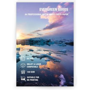 Evergreen Goods Lot De 50 Feuilles De Papier Photo Double Face A4 140 G/M² - Impression Jet D'encre Et Laser - Papier Haute Résolution Pour Impression Photo, Scrapbooking, Cartes Et Travaux Manuels - Neuf