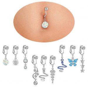 Faux Faux Ventre Bague Serpent Faux Ventre Piercing Clip Sur Ombilical Nombril Nombril Cartilage Clip Sur Boucles D'oreilles Bijoux De Corps - Neuf