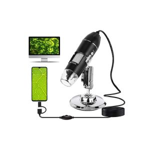 Cam&eacute;ra De Microscope Num&eacute;rique Avec Support Et Connectivit&eacute; Sans Fil Pour Appareils Windows, Mac Et Android - Neuf