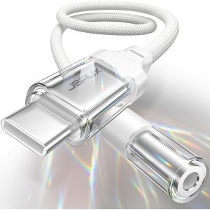 LORANKA-Adaptateur de casque USB C Aux, USB C vers jack 3,5 mm, pour iPhone 15 Pro Max/15 Pro/15, Samsung S24/S24+/S24 Ultra/S23/S22/S21/S20, Huawei P40/P30 Pro, Mate40/30, Pixel 4/3 Transparent - Neuf