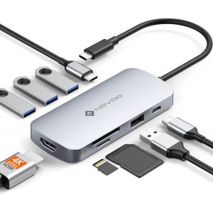 Hub USB C 9 en 1 Adaptateur HDMI 4K@60Hz, 5 Ports USB, 100W PD, SD/TF Docking Station Multiport pour MacBook Pro/Air, HP, Dell, Lenovo, Laptops - Neuf