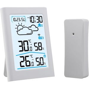 SUBZONAL-Station m&eacute;t&eacute;o num&eacute;rique avec thermom&egrave;tre et hygrom&egrave;tre int&eacute;rieur/ext&eacute;rieur, usage domestique, port&eacute;e de 100 m, horloge radio-pilot&eacute;e et pr&eacute;visions - Neuf