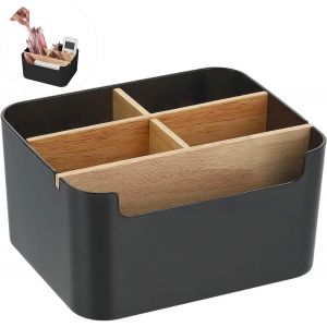 KALANKA-5 Compartiments en Bois Pour Stylo de Bureau, Organisateur de Bureau en Bois, Amovible Organisateur de Bureau Blanc Rangement Stylo Bureau Rangement Telecommande Multifonctionnel - Neuf