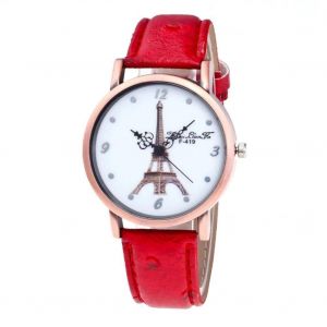 Zhoulianfa À La Mode Unisexe Décontracté Tour Eiffel Montre-Bracelet À Quartz (Rouge) - Neuf