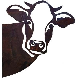 Nouvelhorizonstore-D&eacute;coration Murale En M&eacute;tal Vache &iquest; Ferme Vache Lorgnant Art M&eacute;tal Ext&eacute;rieur, R&eacute;sistant Aux Intemp&eacute;ries En Fer Forg&eacute; Art Vache Signe Jardin Ext&eacute;rieur Ferme Decor Vache Wall Decor - Neuf