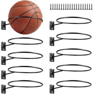 Acdsgd-Support Mural Pour Ballon, 10 Pi&egrave;ces Support Mural Pour Ballon De Rangement Avec 20 Vis Universel Supports Muraux En M&eacute;tal Noir Pour Ballon De Basket-Ball, Football, Rugby, Volleyball - Neuf