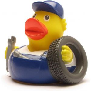 TDRFL-Canard De Bain Grinçant|Amusant|Motif Mécanicien Automobile|Avec Porteclés Canard De Bain Dans Le Set|L : 7 Cm,Bleu - Neuf