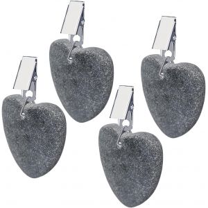 SJZG-Lot De 4 Poids De Nappe En Pierre - Motif Coeur - En Pierre Naturelle - Pour La Famille, Le Camping, Le Mariage, Le Jardin, Le Pique-Nique - Neuf