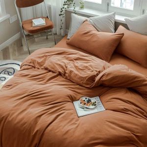 Kalanka-Housse De Couette 140x200 Cm Caramel Brun Couleur Unie - Parure De Lit 1 Personnes Avec Fermeture &Eacute;clair - Housse Couette En Microfibre Avec 1 Taie D'oreiller 65x65 Cm - Neuf