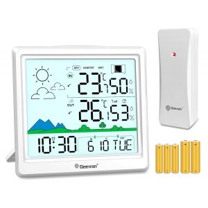 Station m&eacute;t&eacute;orologique avec capteur ext&eacute;rieur sans fil, pr&eacute;visions m&eacute;t&eacute;orologiques pr&eacute;cises et conviviales, transmission de donn&eacute;es fiable, design de haute qualit&eacute; pour une utilisation - Neuf