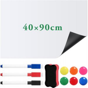 JEXNOVASHOP-Papier Magn&eacute;tique Tableau Blanc 90 * 40cm Adhesif Mural Effacable - Film Autocollant pour l'&Eacute;cole, Bureau, Famille - Neuf