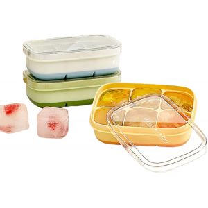 Kal-Lot De 3 Bacs À Glaçons Empilables Et Peu Encombrants Avec Couvercle, Sans Bpa, Moules À Glaçons En Silicone Pour Whisky, Cocktails, Bière, Aliments Pour Bébé - Neuf