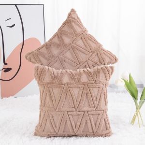Rose - 45*45cm, 2pcs housse de coussin décorative en peluche douce courte style luxe canapé chambre - Neuf
