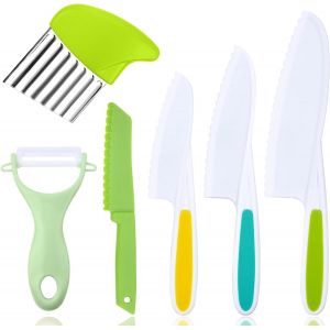 Couteaux De Cuisine Pour Enfants,6 Pi&egrave;ces S&eacute;curit&eacute; Pour Enfants Couteaux &Agrave; L&eacute;gumes En Plastique Pour Couper La Cuisson Des Fruits Des L&eacute;gumes - Neuf