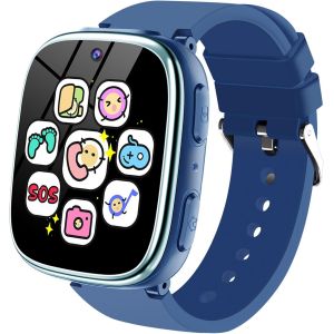 Montre Connect&eacute;e Enfant - Montre Intelligente pour Enfants avec Appel SOS Jeux P&eacute;dom&egrave;tre Cam&eacute;ras Musique Torche Reveil - Smartwatch T&eacute;l&eacute;phone Enfants de 4 &agrave; 12 Ans Fille Gar&ccedil;on (Bleu Fonc&eacute;) - Neuf