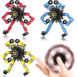 Rvkal-3 Unités Fidget Spinner Toyhand Spinner Jouet De Robot À Chaîne Transformable Créatifpour Enfants Et Adultesjouet Sensoriel Amusant - Neuf