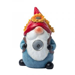 Statue de nain de jardin solaire avec lumière LED, figurine en résine imperméable pour terrasse, balcon, cour, pelouse, décorations, cadeaux - Neuf