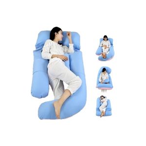 Coussin De Maternit&eacute; En Forme De U Pour Tout Le Corps Avec Housse Amovible - Bleu - Neuf