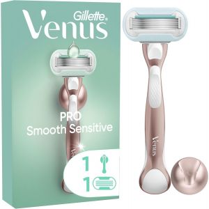 Rasoir Pour Femmes Pro Smooth Sensitive Pour Peaux Sensibles, Manche Et Cartouche De Recharge A 5 Lames, Bande Lubrifiante Avec Une Touche D`Aloe Vera, Rasage Doux - Neuf