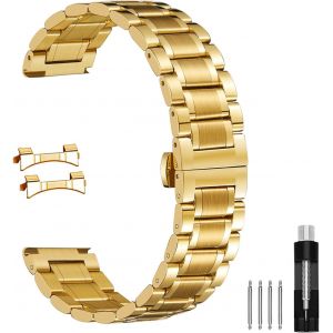 Kal-Quick Release Metal Chain Butterfly Clasp Bracelets 18 Mm 19 Mm 20 Mm 21 Mm 22 Mm 24 Mm Bracelet En Acier Inoxydable De Rechange - Neuf