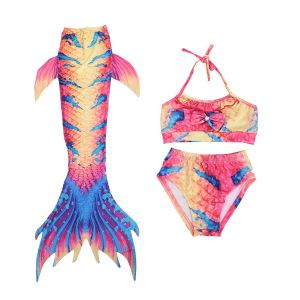 Maillot De Bain 3 Pieces Pour Fille Avec Queue De Poisson Et Bikini (150) - Neuf