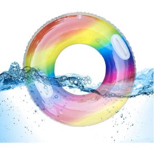 Kalanka-Anneau De Natation,Anneau Flottant Transparent,Bouée De Bain Bleue À Sequins Étoilés, Anneau De Natation Gonflable Pour Enfants,Anneaux De Natation Pour Fête De Piscine D'été - Neuf