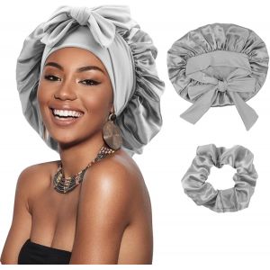 Bonnet En Satin Tress&eacute; Pour Femme Bonnet En Soie Pour Dormir Bonnet De Sommeil Avec Bande Elastique Bonnet De Nuit Pour Cheveux Longs Et Boucl&eacute;s Locs - Neuf