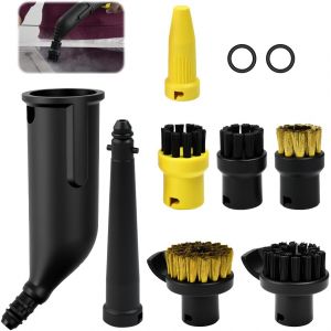 NouvelHorizonstore-Lot de 10 Accessoires pour Nettoyeur Vapeur K&auml;rcher SC1 SC2 SC3 SC4 SC5, Kit Brosse Ronde et Embout Buse Accessoires avec Buse Allong&eacute;e,Incurv&eacute;e, Brosse Ronde, Buses &agrave; Joints, Scea - Neuf