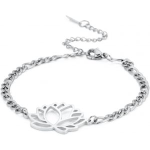 Eryi-Bracelet De Lotus En Acier Inoxydable Bracelet Yoga Avec Pendentif De Fleur De Lotus Bijoux Pour Femmes Filles - Neuf