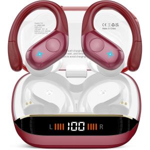 Ecouteurs Bluetooth sans Fil, Ecouteurs Bluetooth 5.4 St&eacute;r&eacute;o avec ENC R&eacute;duction de Bruit Mic, 75H de Lecture Oreillette, IP7 &Eacute;tanches Casque sans Fil pour Sport et Running, Noir - Neuf