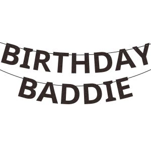 Checarzhn--No1-Bannière D'anniversaire Baddie, Bannière Noire À Paillettes Pré-Enfilée Décoration De Fête Amusante Pour Femmes Et Hommes Fournitures De Fête D'anniversaire - Neuf