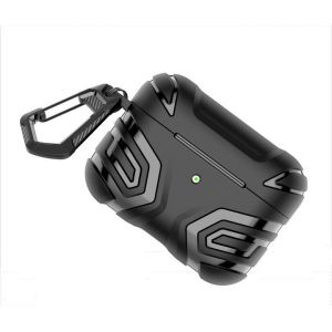 &Eacute;tui antichoc pour &eacute;couteurs Bluetooth, &eacute;tui pour Apple Airpods Pro, &eacute;tui de protection pour &eacute;couteurs sans fil Bluetooth, r&eacute;sistant aux chutes et aux chocs, protection int&eacute;grale &agrave; 360&deg;, mousqueton, portable, compact, tendance, noir - Neuf