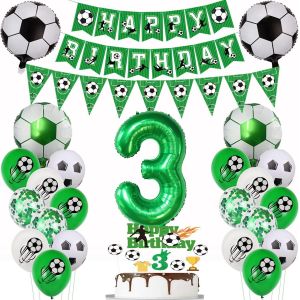 Ballon Anniversaire Football 3 Ans Anniversaire Football D&eacute;coration 3 Ans Anniversaire Vert Ballon 3 Ballon D&eacute;co Football 3 D&eacute;coration Anniversaire 3 Ans G&acirc;teau Topper Football Gar&ccedil;ons - Neuf