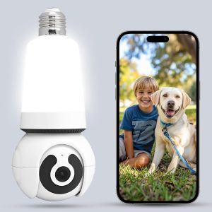 KALANKA-Cam&eacute;ra de s&eacute;curit&eacute; &agrave; Ampoule, LED cam&eacute;ra ext&eacute;rieure 2K/3MP sans Fil 2.4G Hz WiFi E27 pour la s&eacute;curit&eacute; &agrave; Domicile, Enregistrement 24/7, d&eacute;tection de Mouvement et Alarme - Neuf