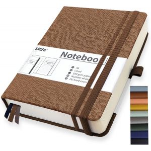 Eryi-A5 Carnet De Notes De Journal Épaissi,360 Pages Et 100g/M² De Papier Résistant À L'encre,Carnets De Notes Avec Pochette Pliante Pour Le Bureau École Maison Écriture&notes(Marron) - Neuf