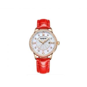 Montre &Agrave; Quartz &Eacute;tanche Pour Femme Avec &Eacute;cran Lumineux Et Bracelet En Cuir - Neuf