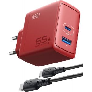 JGD-65W Chargeur USB C, Prise USB Multiple 2 Ports Chargeur Secteur, GaN &iquest; USB Adaptateur de Charge Rapide pour MacBook iPad Pro/Air, iPhone 16 15 14 13 Pro Max, Galaxy, Google, Xiaomi, Huawei ect. - Neuf