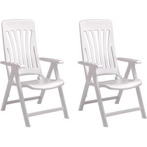 Ulteronixshop-Blanes Set 2 Fauteuils De Jardin. Recliners 5 Position, Avec Haut Dossier Et Accoudoirs | L&eacute;ger Et Confortable Avec 5 Multiposition, Pliable - Couleur Blanc - Neuf
